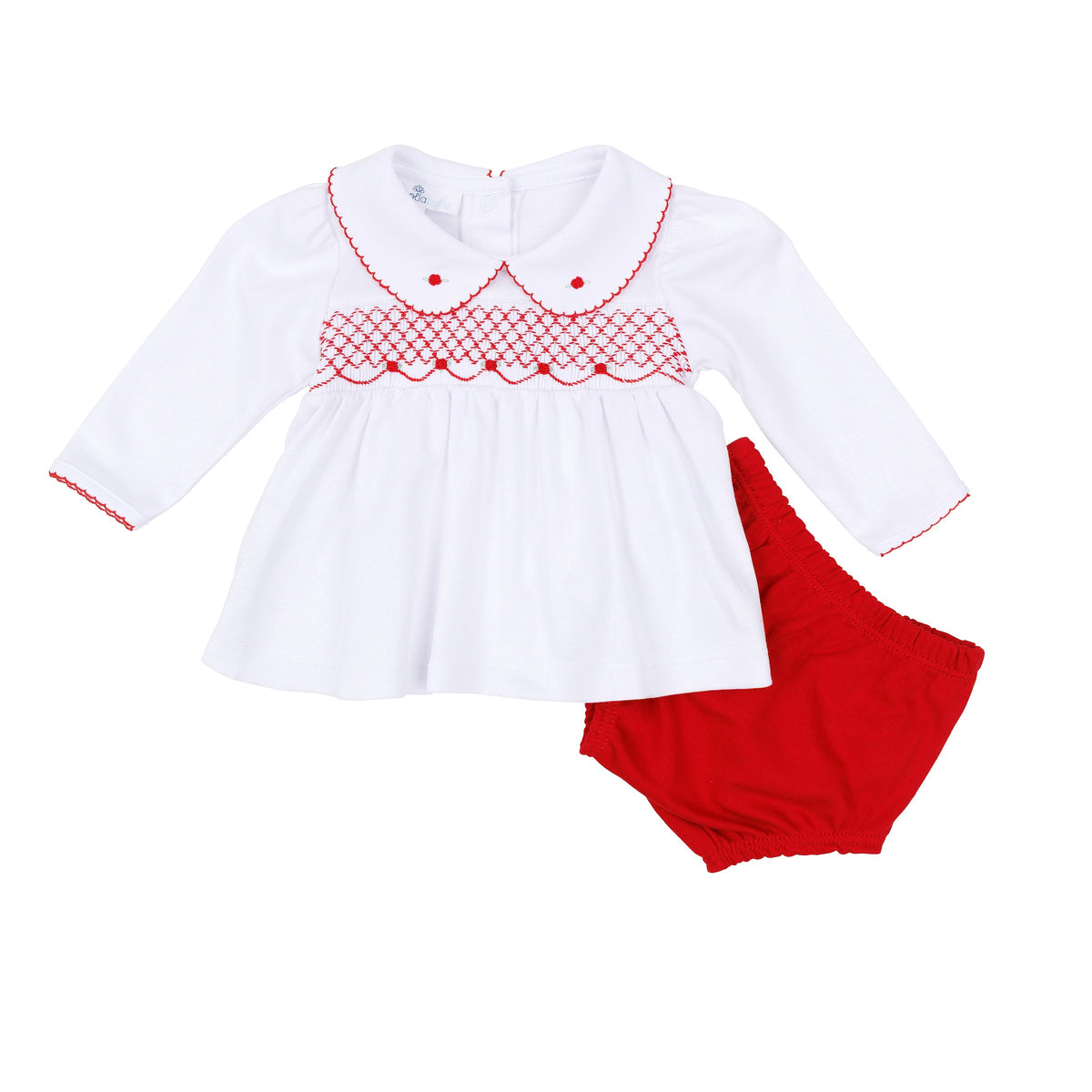 Millie Smocked Ruffle Long Sleeve Diaper Cover Set - Magnolia Baby Girl