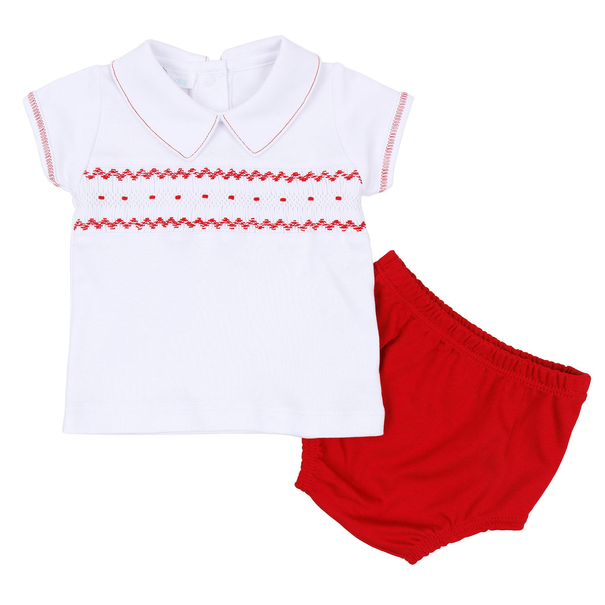 Miles Smocked Short Sleeve Diaper Cover Set - Magnolia Baby Boy
