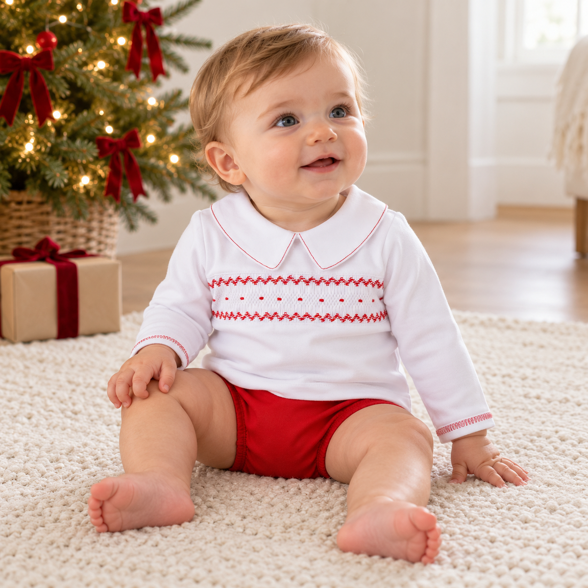 Miles Smocked Long Sleeve Diaper Cover Set
