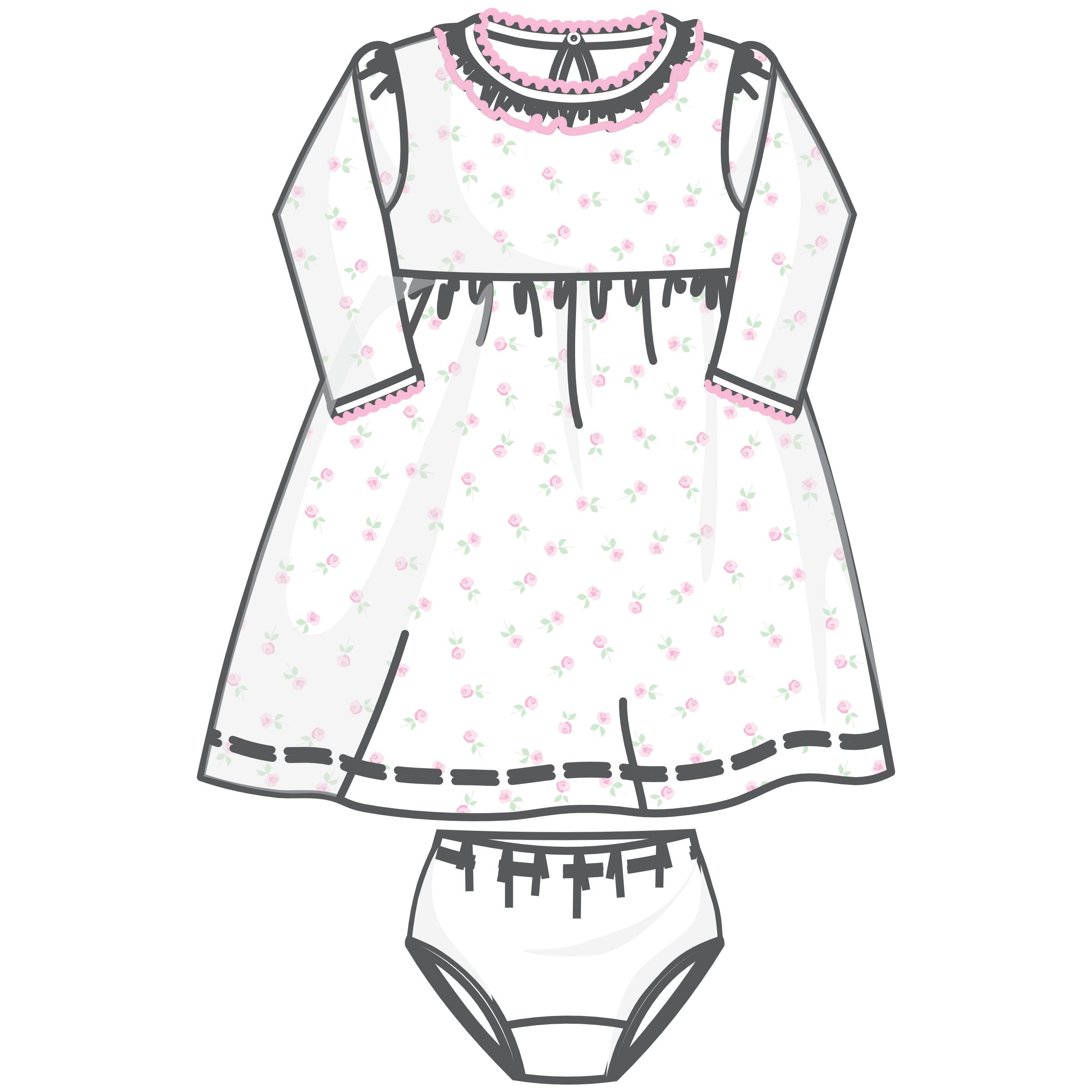 Juliette's Classics Print Long Sleeve Dress - Magnolia Baby Girl