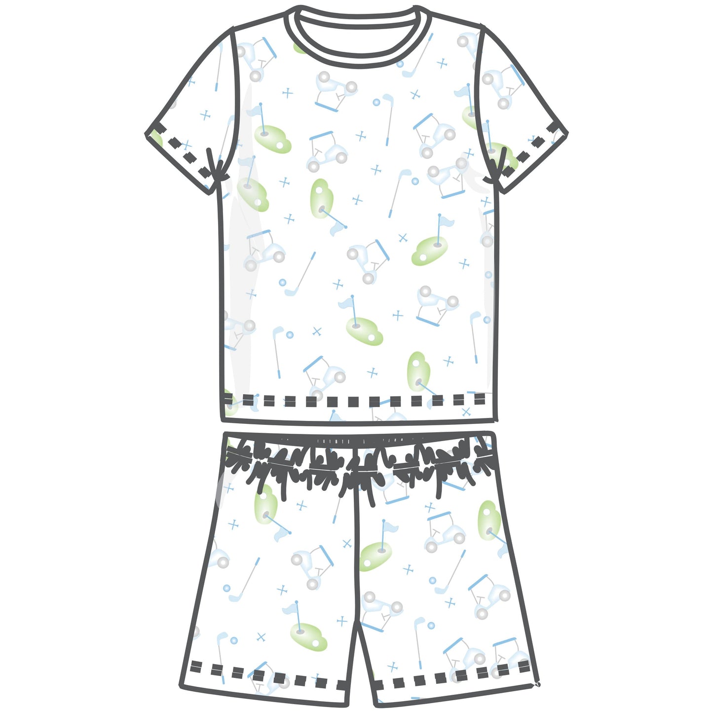 Tiny Tee Time Short Pajamas - Light Blue