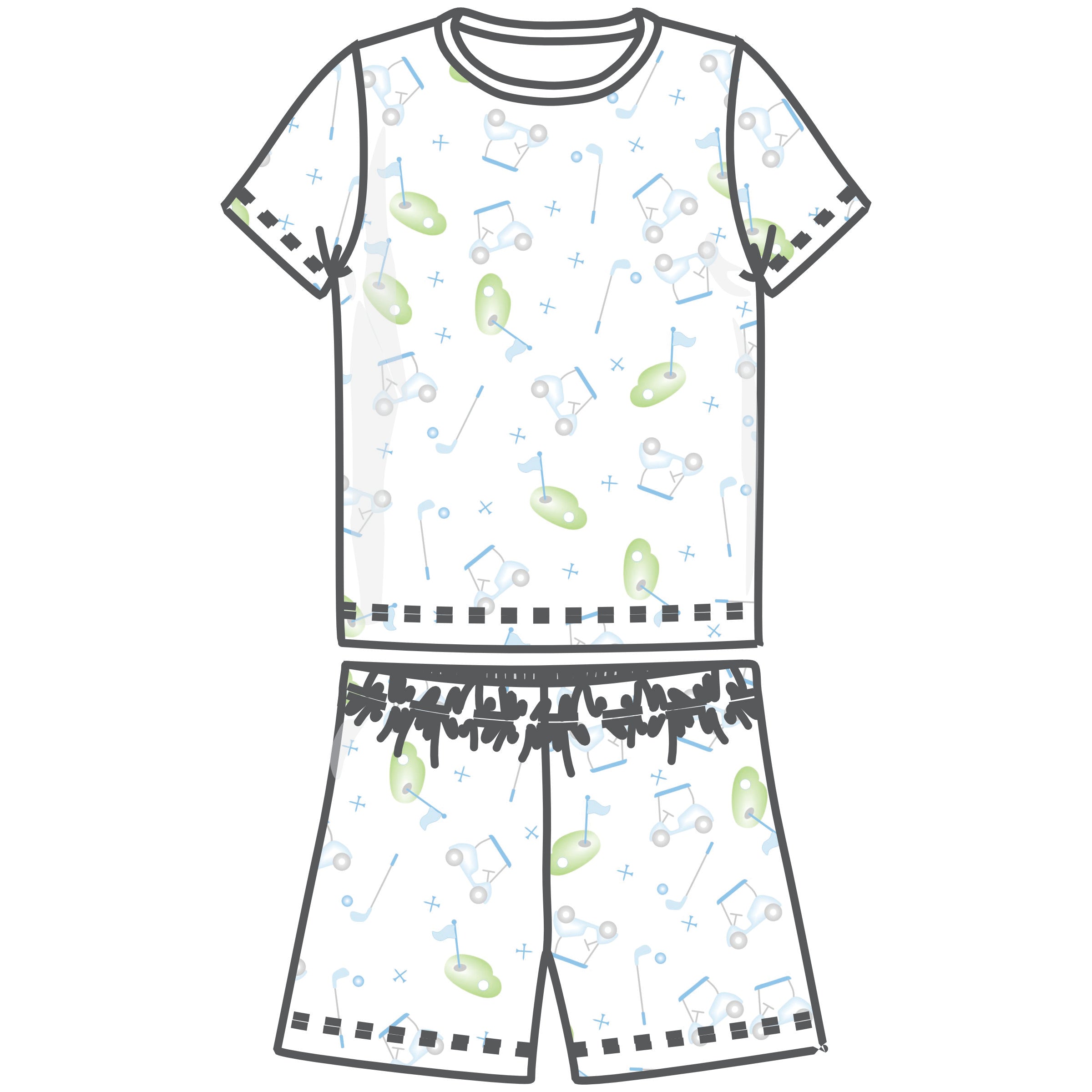 Tiny Tee Time Short Pajamas - Light Blue