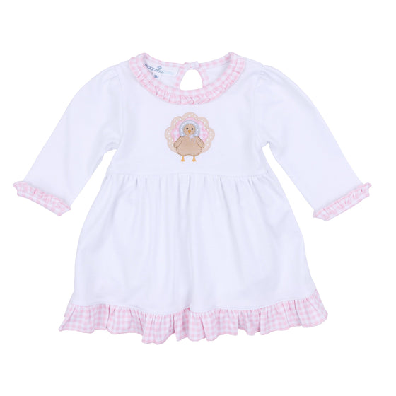 Pilgrim Pals Applique Long Sleeve Dress - Pink Magnolia Baby Girl