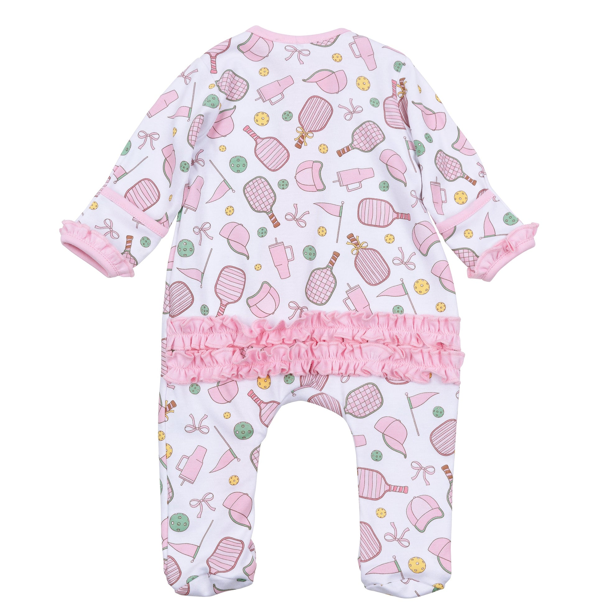 Pickleball Cuties Ruffle Zip Footie - Magnolia Baby Girl