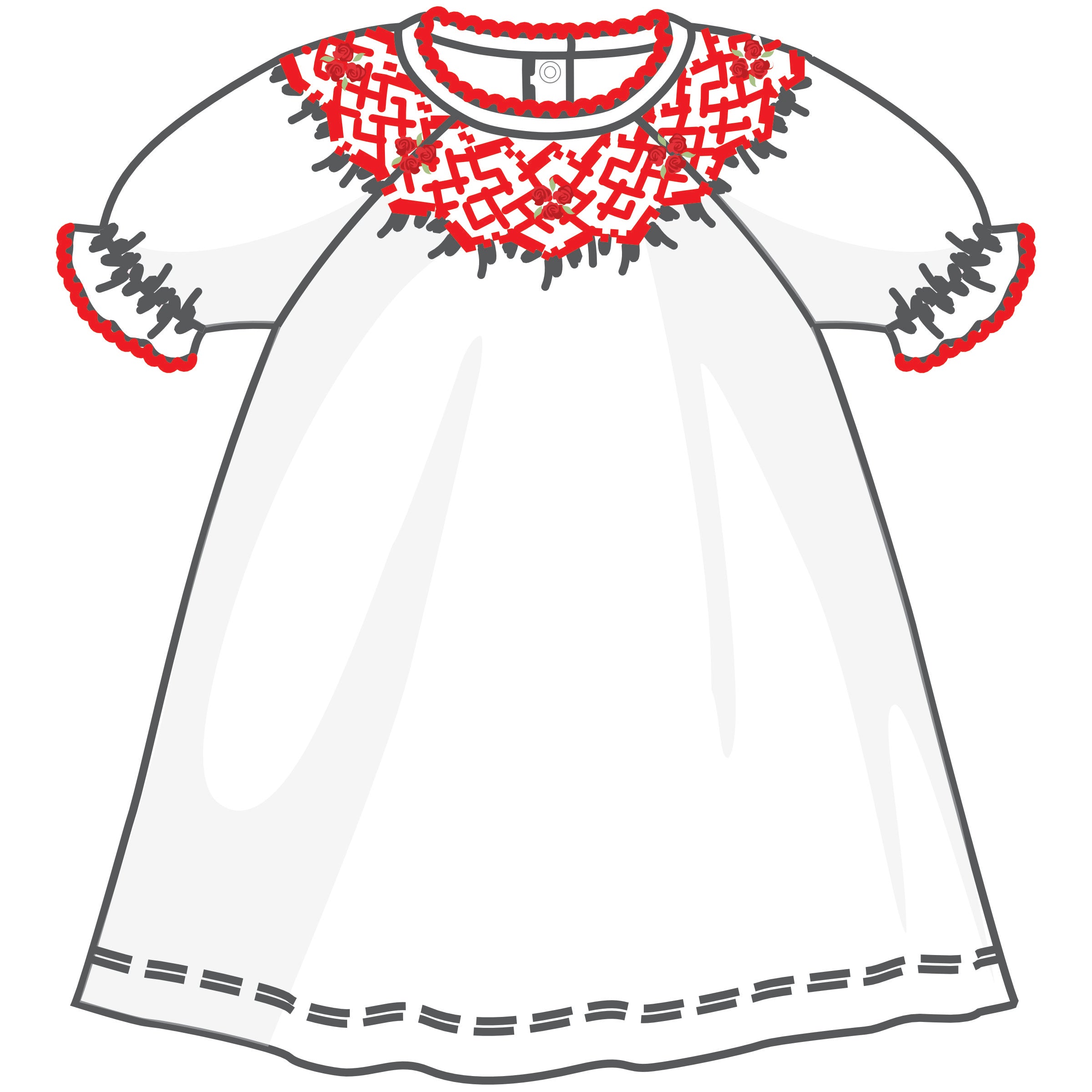 Eve Classics Bishop Short Sleeve Dress - White Red