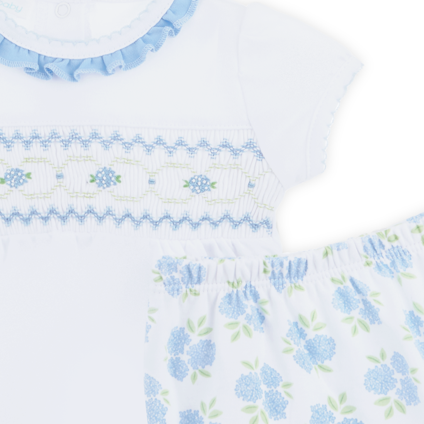 Dreamy Hydrangeas Smocked Ruffle Diaper Cover Set