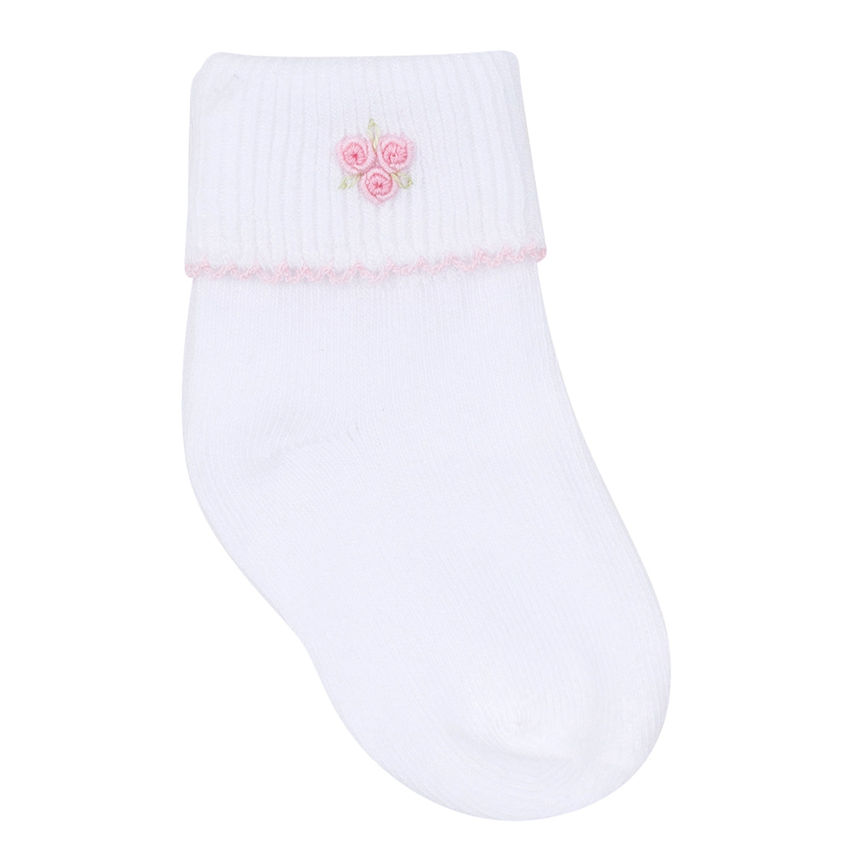 Anna Embroidered Socks - Pink - Magnolia Baby Girl