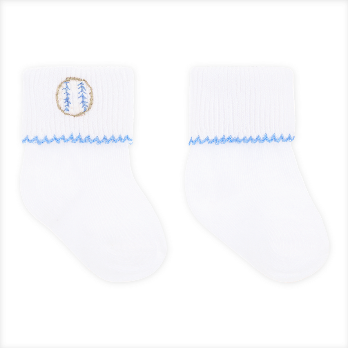Precious Lil' Sluggers Hand-Embroidered Socks - Light Blue