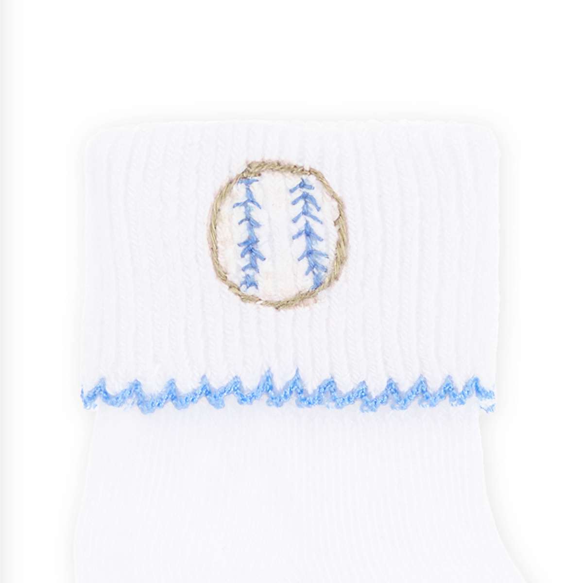 Precious Lil' Sluggers Hand-Embroidered Socks - Light Blue