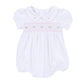 Grace Smocked Short Sleeve Bubble - White Pink - Magnolia Baby Girl