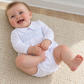 George Smocked Long Sleeve Bubble - White Light Blue
