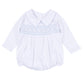 George Smocked Long Sleeve Bubble - White Light Blue - Magnolia Baby Boy