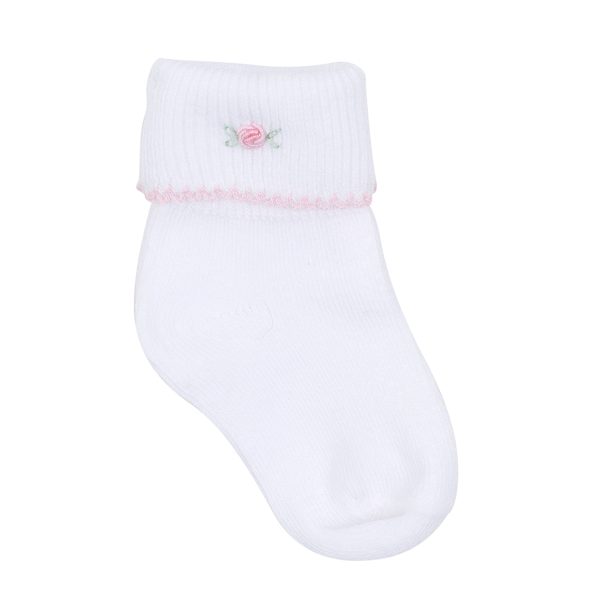 Grace Embroidered Socks - White Pink - Magnolia Baby Girl