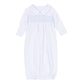 George Smocked Gown - White Light Blue - Magnolia Baby Boy