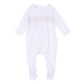 Grace Smocked Footie - White Pink - Magnolia Baby Girl