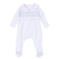George Smocked Footie - White Light Blue - Magnolia Baby Boy