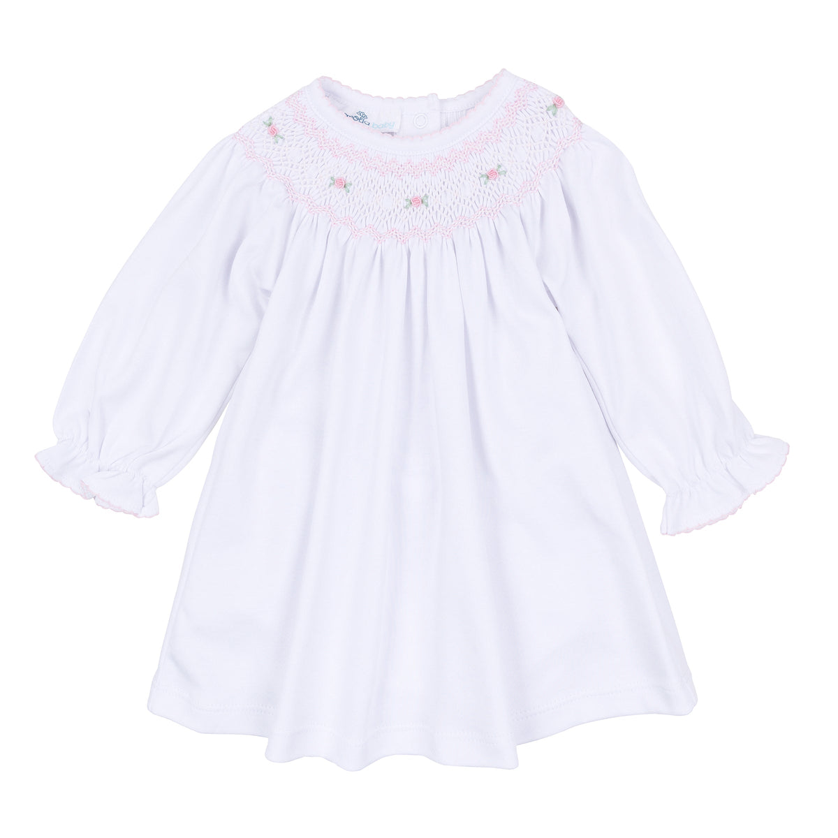Grace Bishop Long Sleeve Dress - White Pink - Magnolia Baby Girl