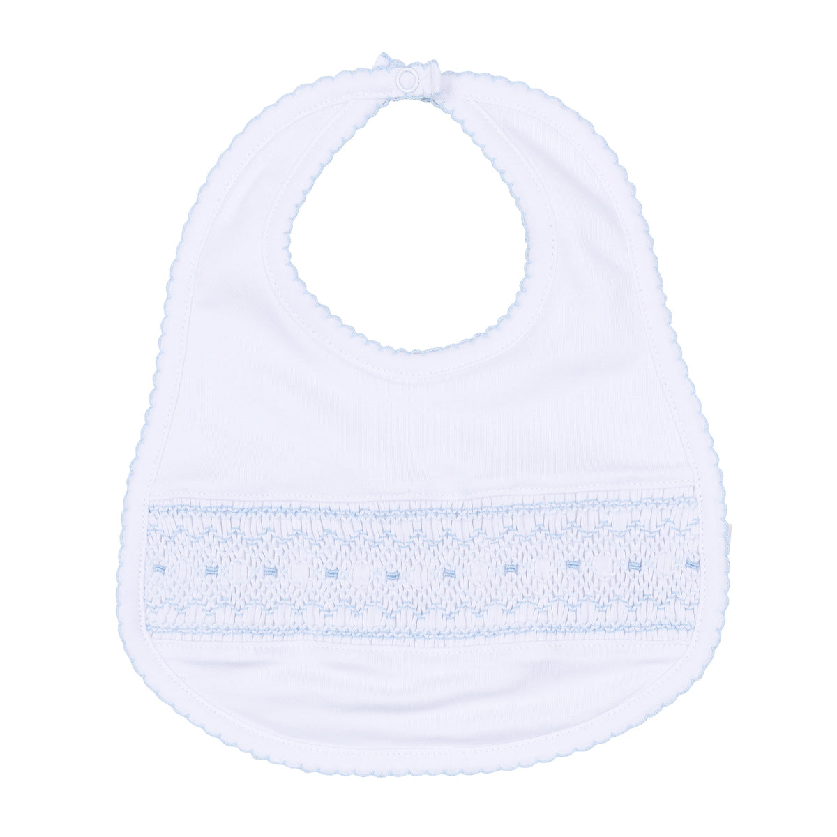 George Smocked Bib - White Light Blue - Magnolia Baby Boy