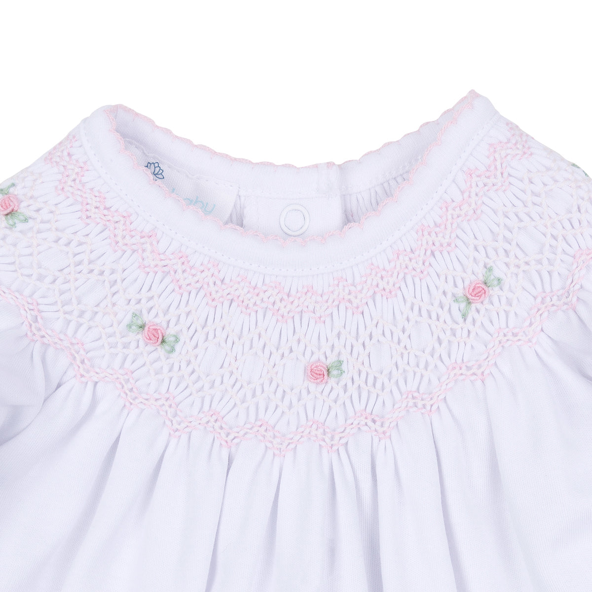 Grace Bishop Short Sleeve Bubble - White Pink - Magnolia Baby Girl