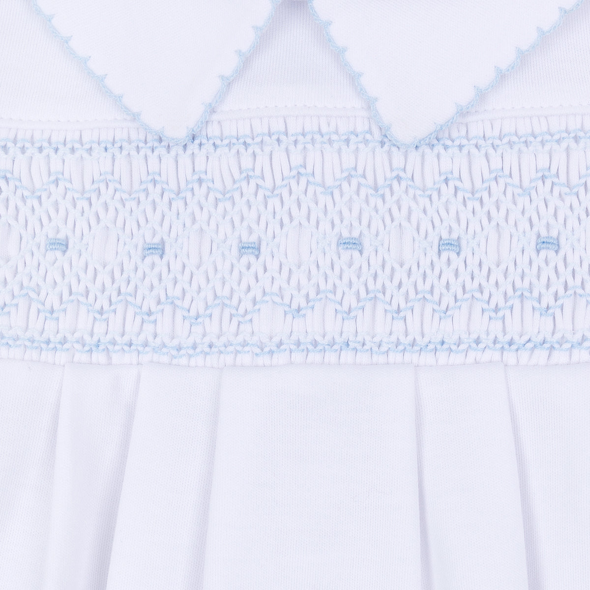 George Smocked Gown - White Light Blue - Magnolia Baby Boy