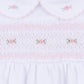 Grace Smocked Long Sleeve Bubble - White Pink - Magnolia Baby Girl