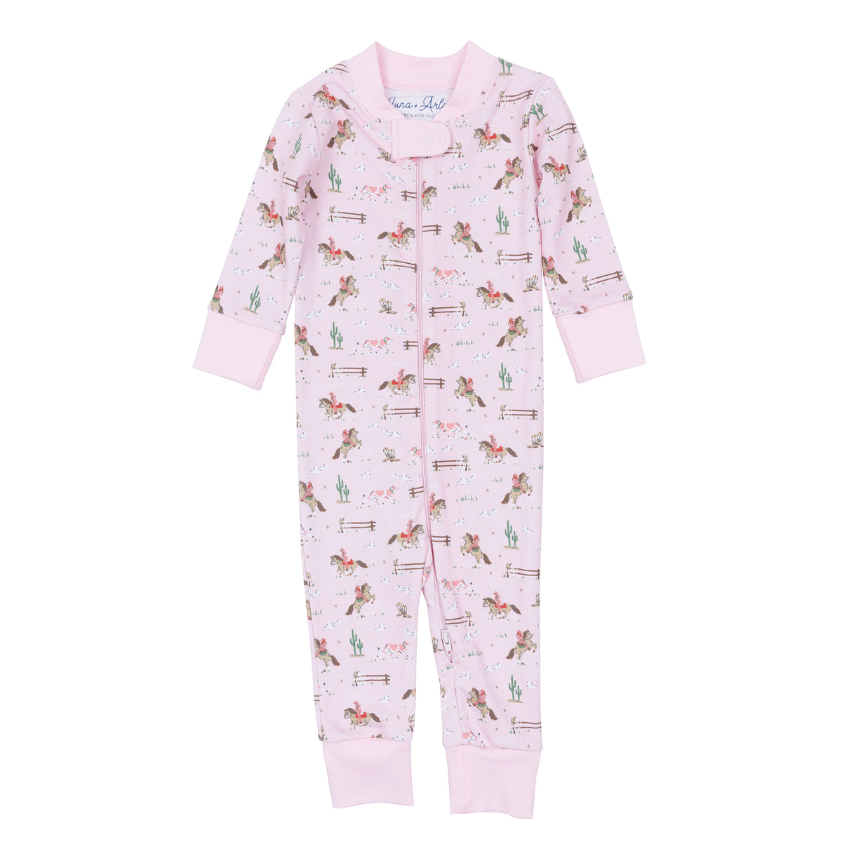 Little Wranglers Zip Pajamas - Dusty Rose