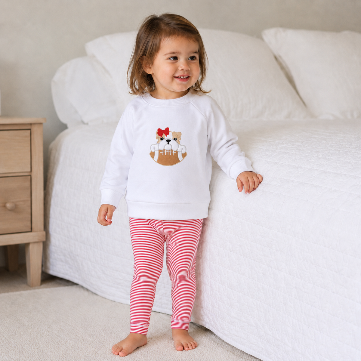 Bulldog Pride Applique Girl Sweatshirt