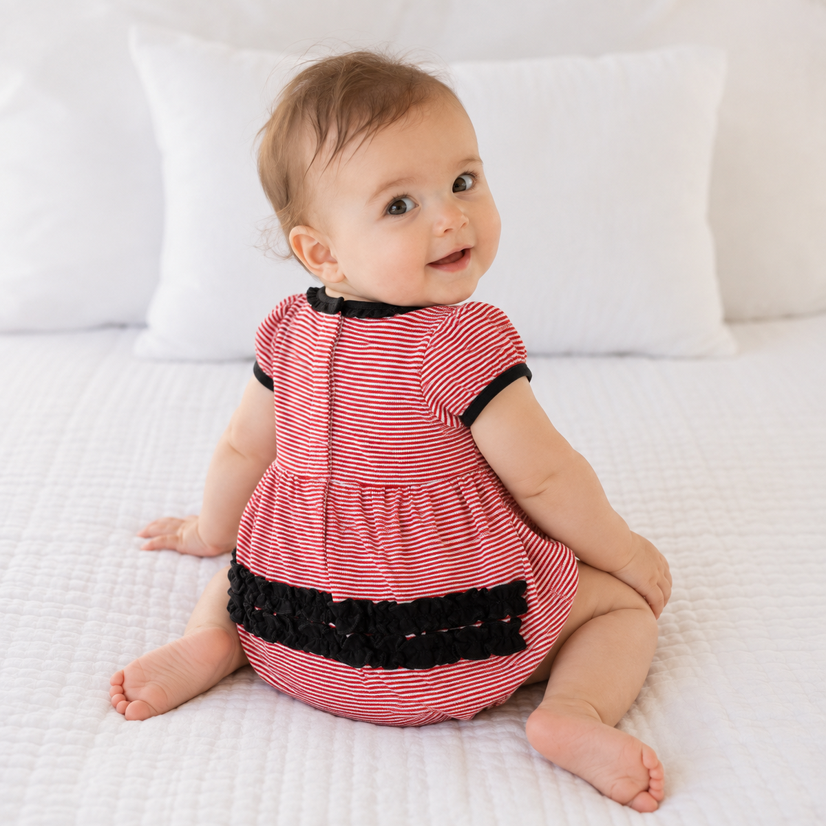 Bulldog Pride Applique Ruffle Short Sleeve Bubble