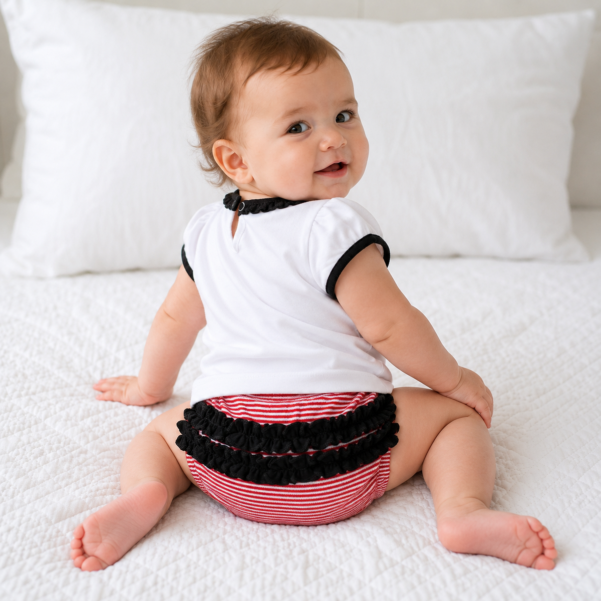 Bulldog Pride Applique Ruffle Diaper Cover Set