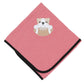 Red and white striped baby boy blanket with black trim and embroidered bulldog holding a football.