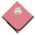 Red and white striped baby boy blanket with black trim and embroidered bulldog holding a football.