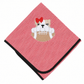 Red and white striped baby girl blanket with black trim and embroidered bulldog holding a football with a red bow.