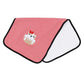Red and white striped baby burp cloth with black trim, white reverse side, and embroidered bulldog holding a football with a red bow.