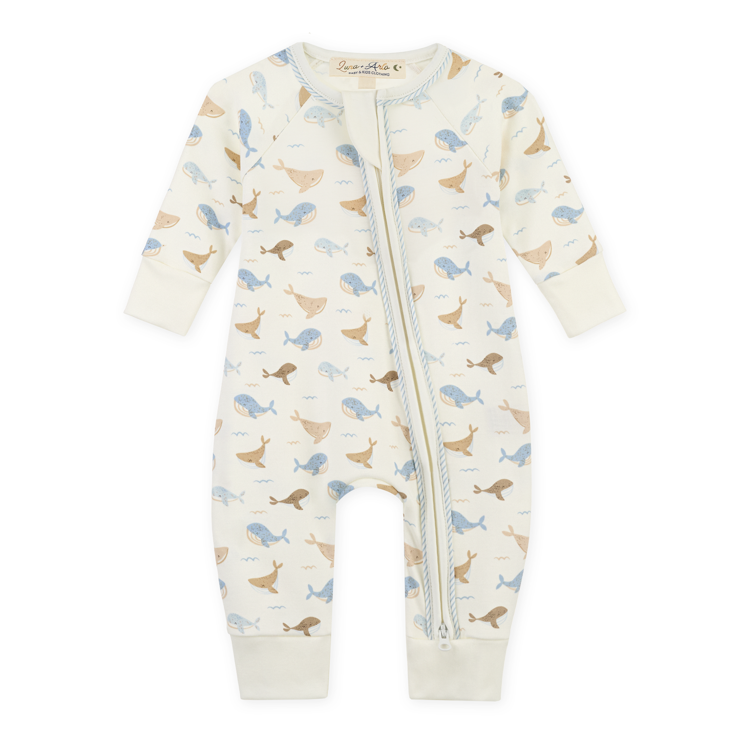 Whale Tales Zip Playsuit - Ivory