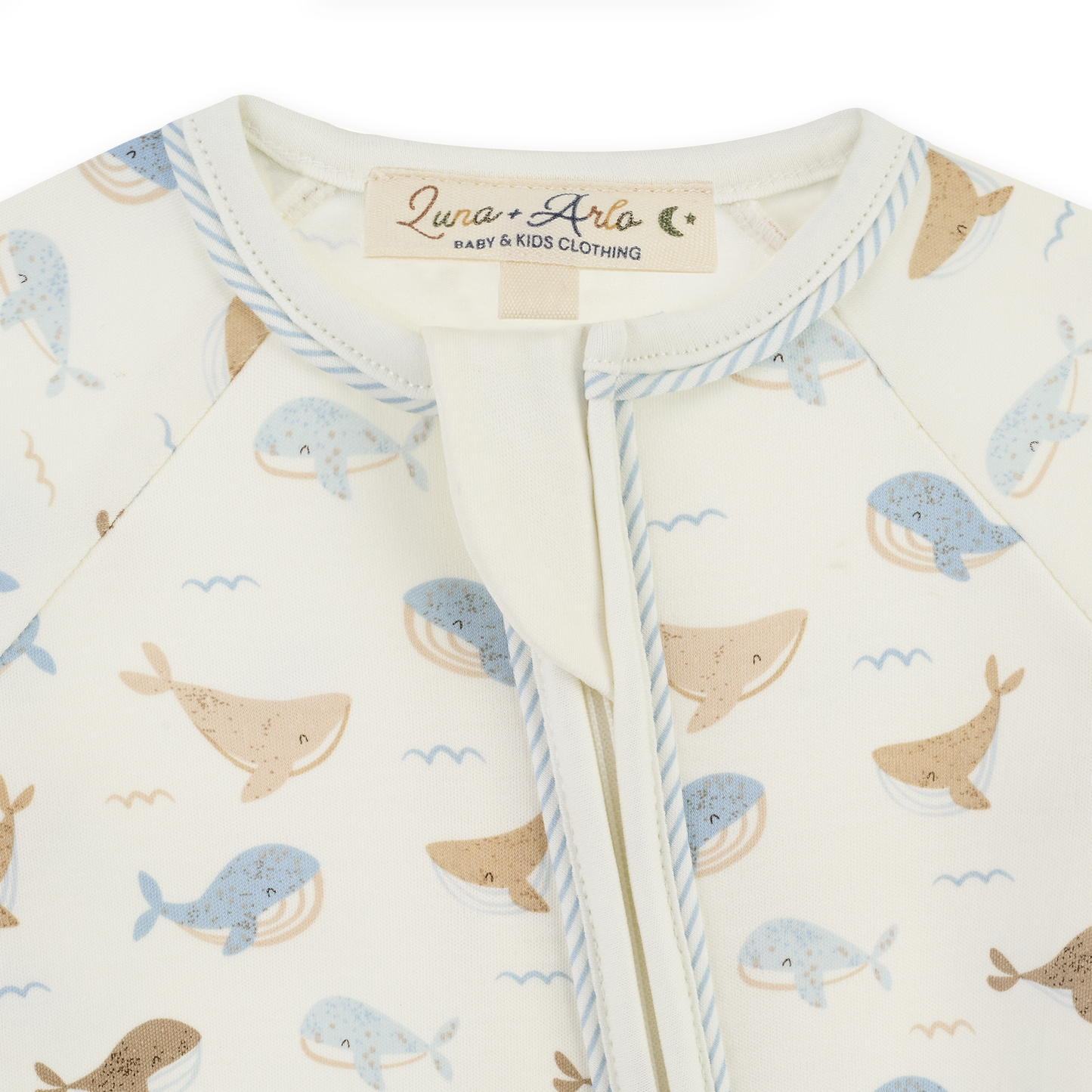 Whale Tales Zip Playsuit - Ivory