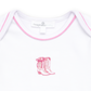 Darling Cowboy Boots Hand-Embroidered Bodysuit - Pink