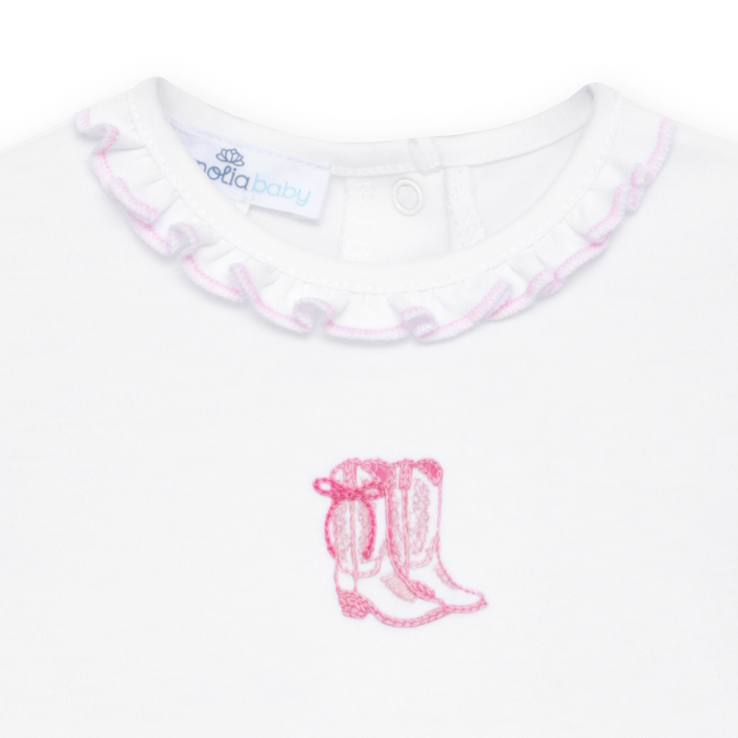 Darling Cowboy Boots Hand-Embroidered Bubble - Pink
