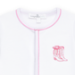 Darling Cowboy Boots Hand-Embroidered Ruffle Footie - Pink
