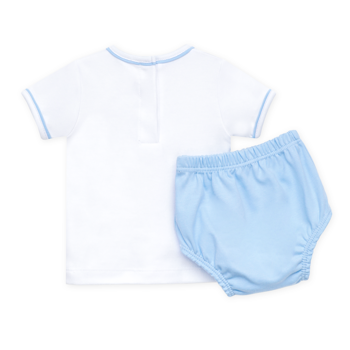 Darling Cowboy Boots Hand-Embroidered Diaper Cover Set - Light Blue