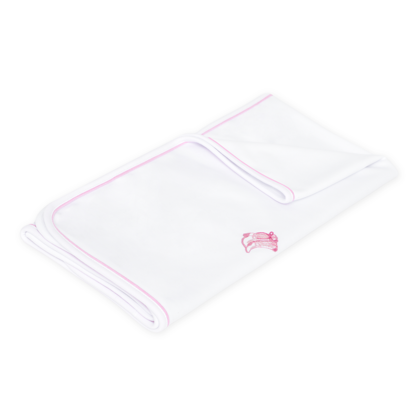 Darling Cowboy Boots Hand-Embroidered Receiving Blanket - Pink