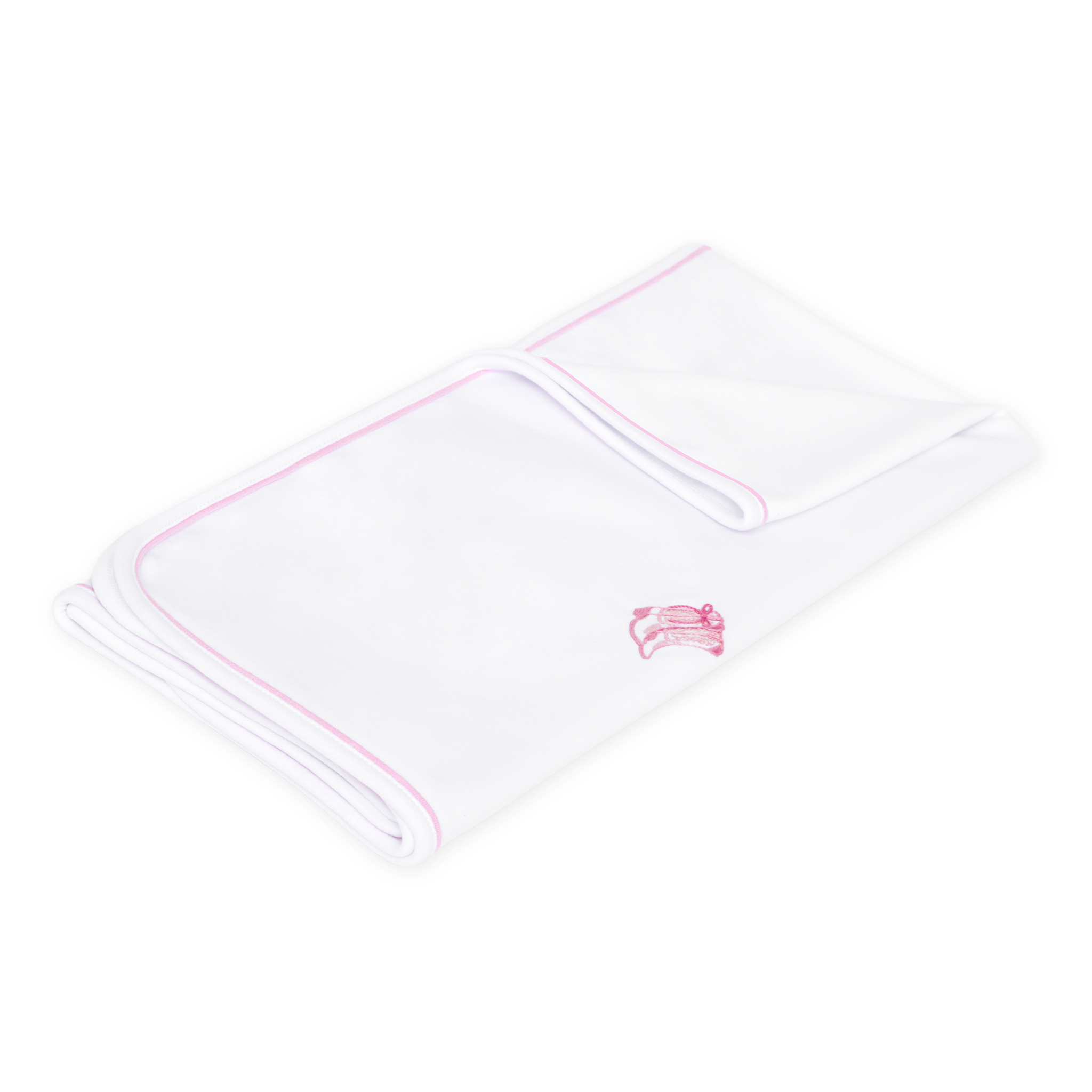 Darling Cowboy Boots Hand-Embroidered Receiving Blanket - Pink