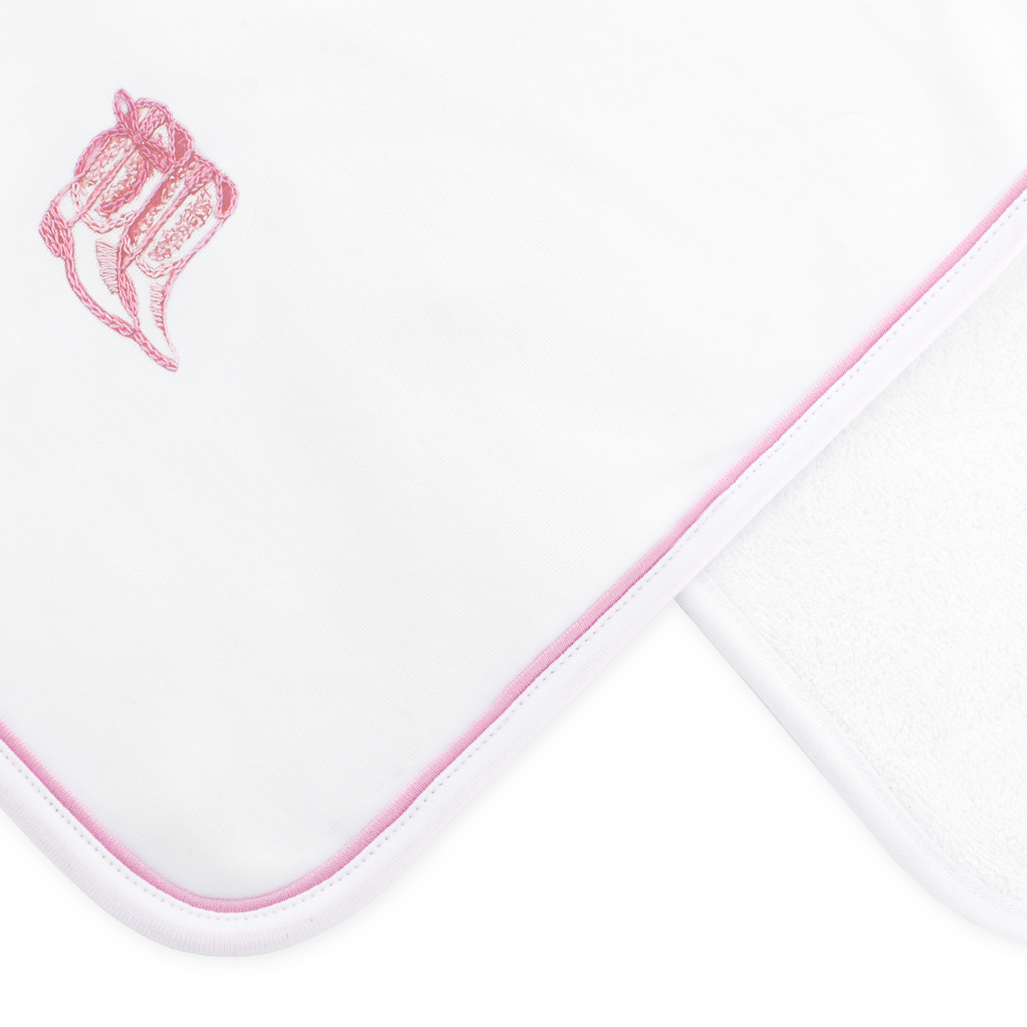 Darling Cowboy Boots Hand-Embroidered Burp Cloth - Pink