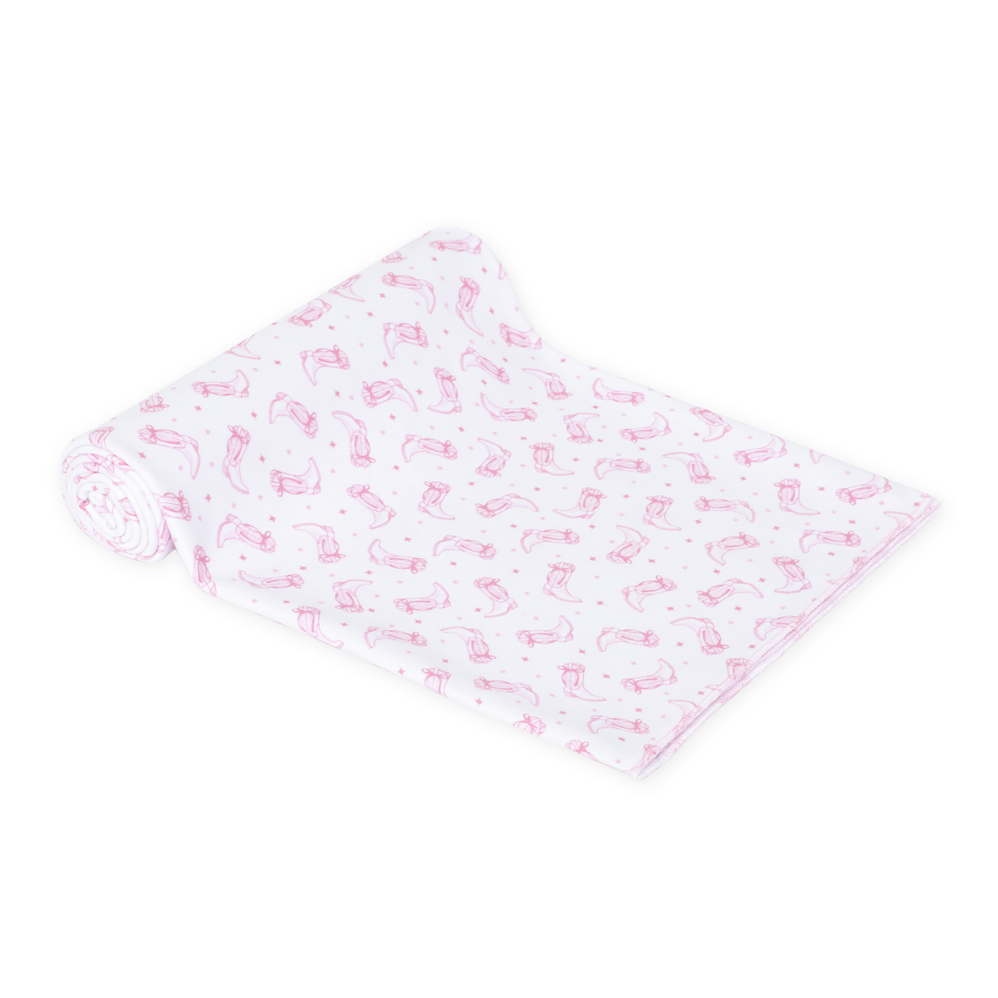 Darling Cowboy Boots Print Swaddle Blanket - Pink