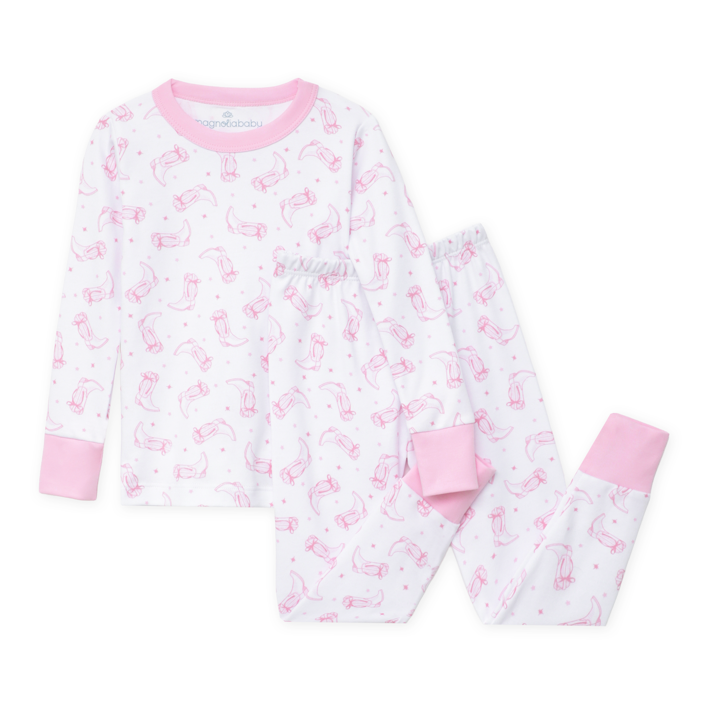 Darling Cowboy Boots Long Pajamas - Pink
