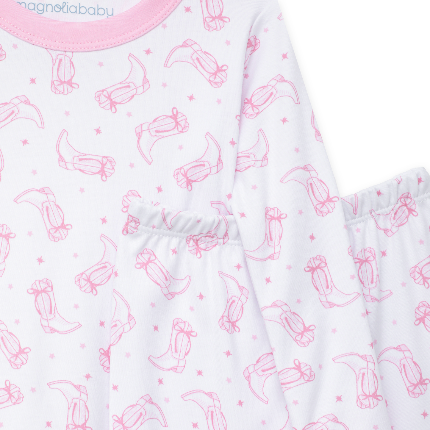 Darling Cowboy Boots Long Pajamas - Pink