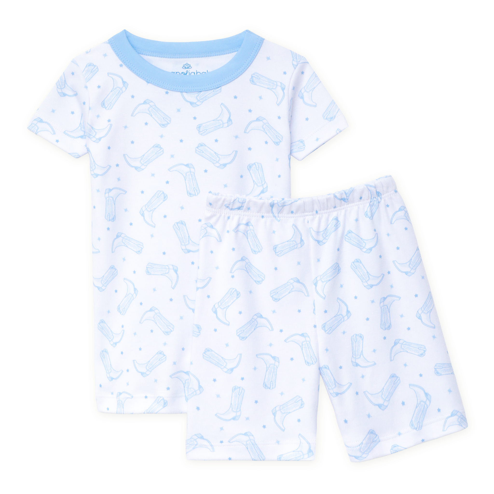 Darling Cowboy Boots Short Pajamas - Light Blue