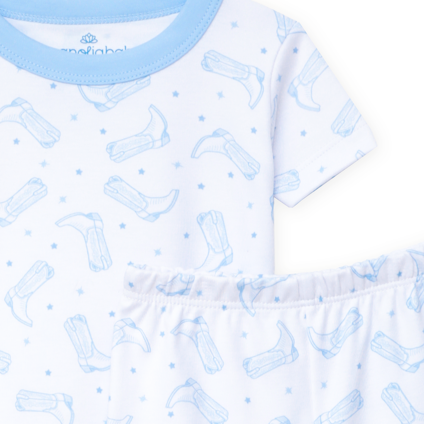 Darling Cowboy Boots Short Pajamas - Light Blue
