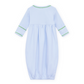 Bayou Baby Hand-Embroidered Gathered Gown - Light Blue