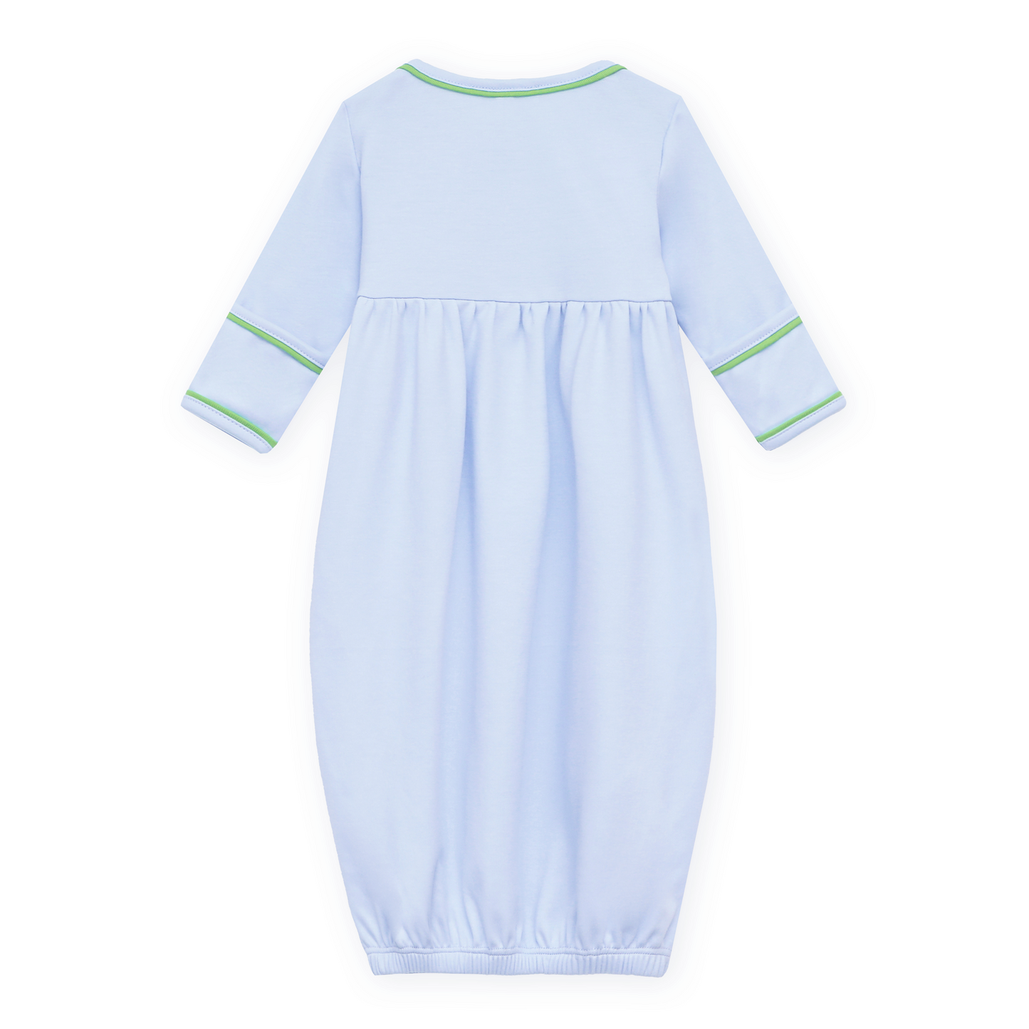 Bayou Baby Hand-Embroidered Gathered Gown - Light Blue