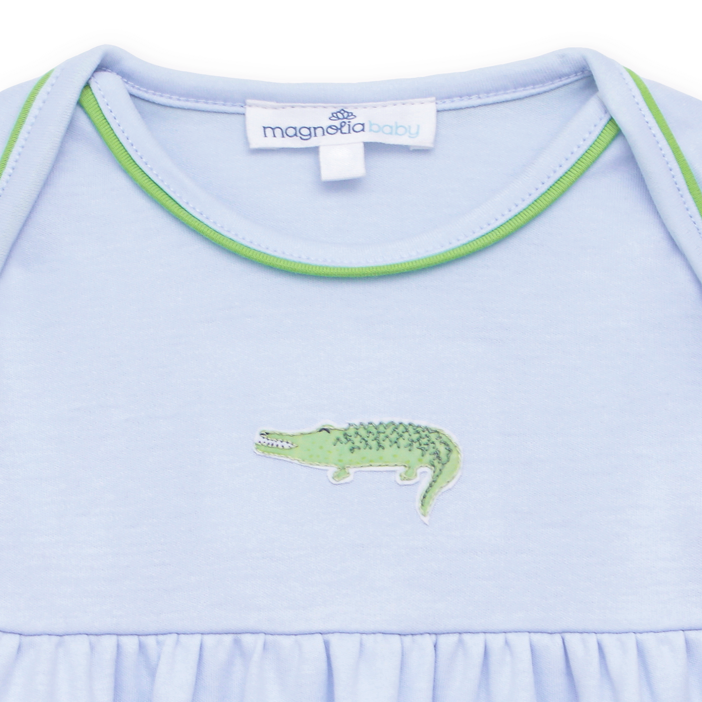 Bayou Baby Hand-Embroidered Gathered Gown - Light Blue